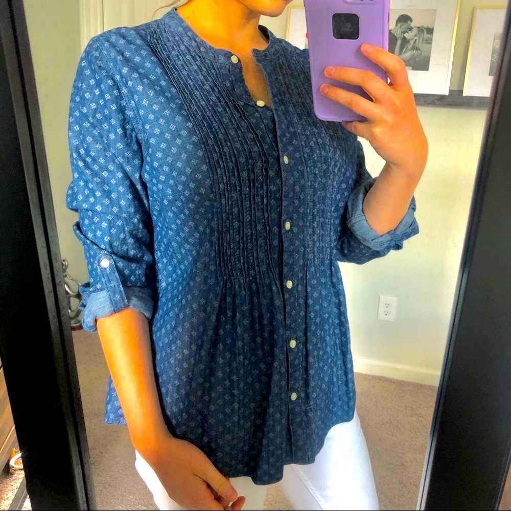 Chambray blue jean blouse